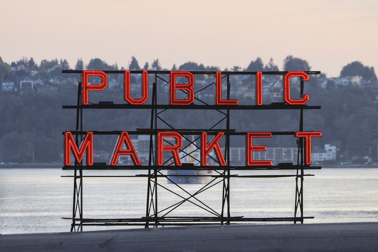 Public Market sign against the water