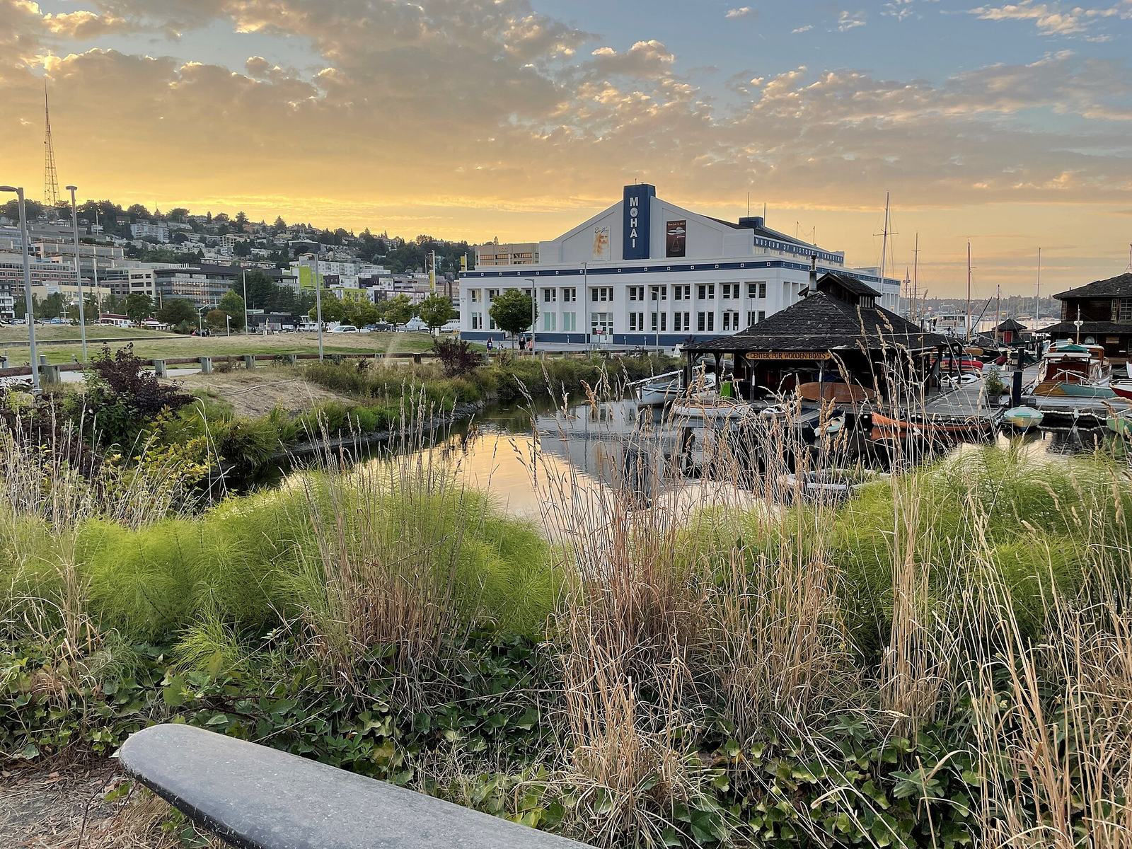 MOHAI and the wooden boats at Lake Union Park