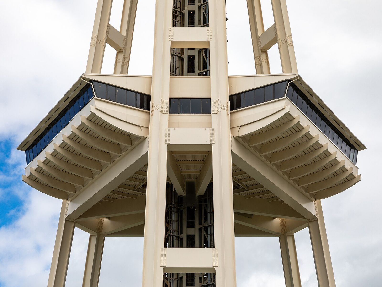 Looking up at the Space Needle